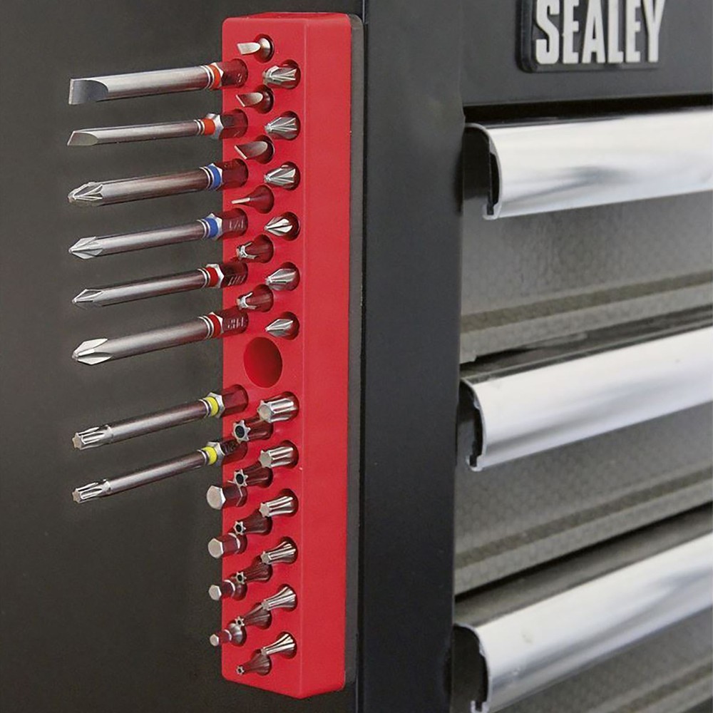 Sealey Magnetic Bit Holder 1/4" Hex Screwdriver Bits Drill Storage Rail 36