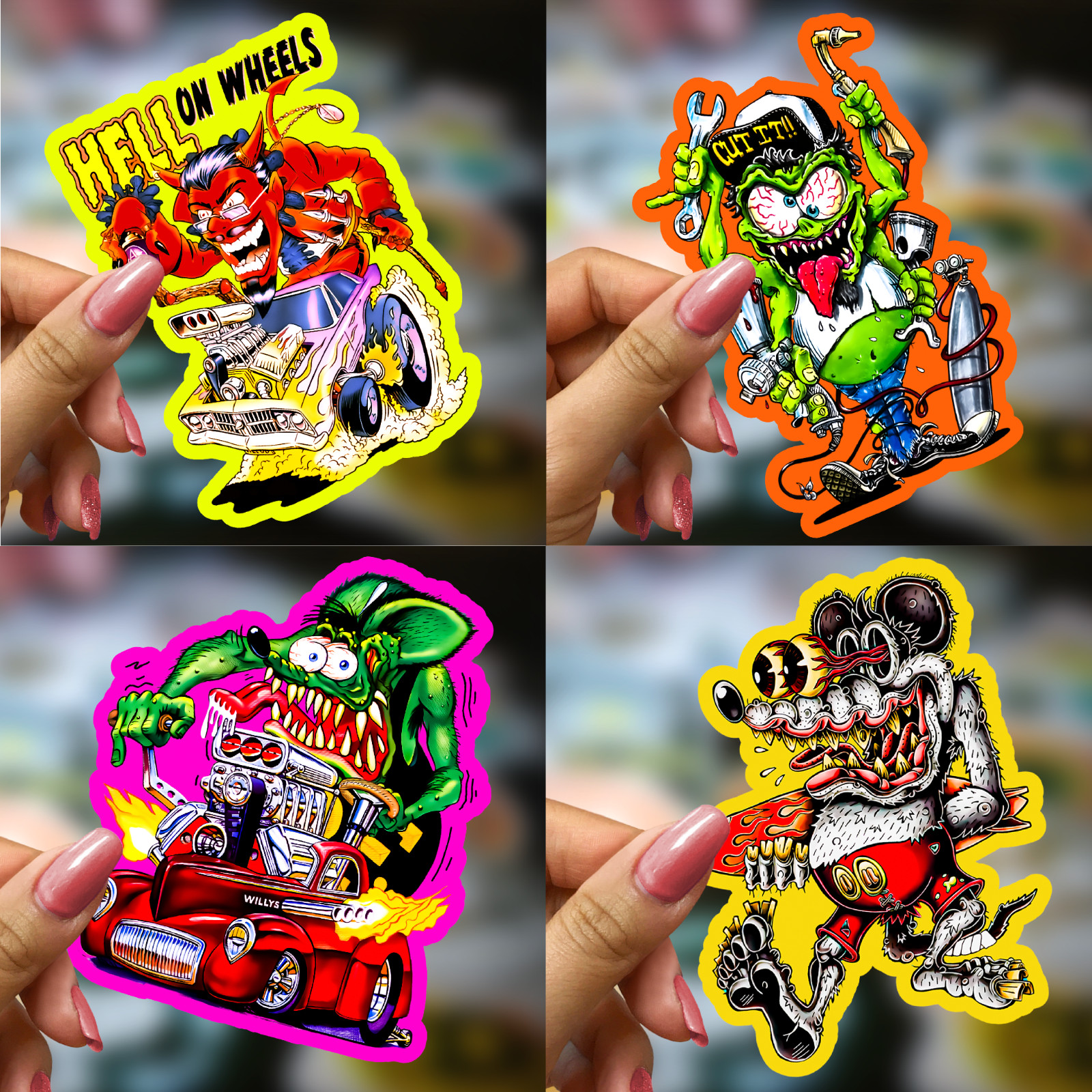 Rat Fink Ed Roth Vinyl Decals 50pcs Hot Rod Custom Car Bike Skateboard Sticker