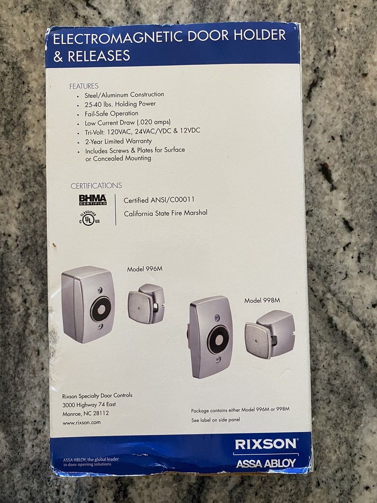 Rixson Assa Abloy 996M Wall Mounted Electromagnetic Door Holder & Release