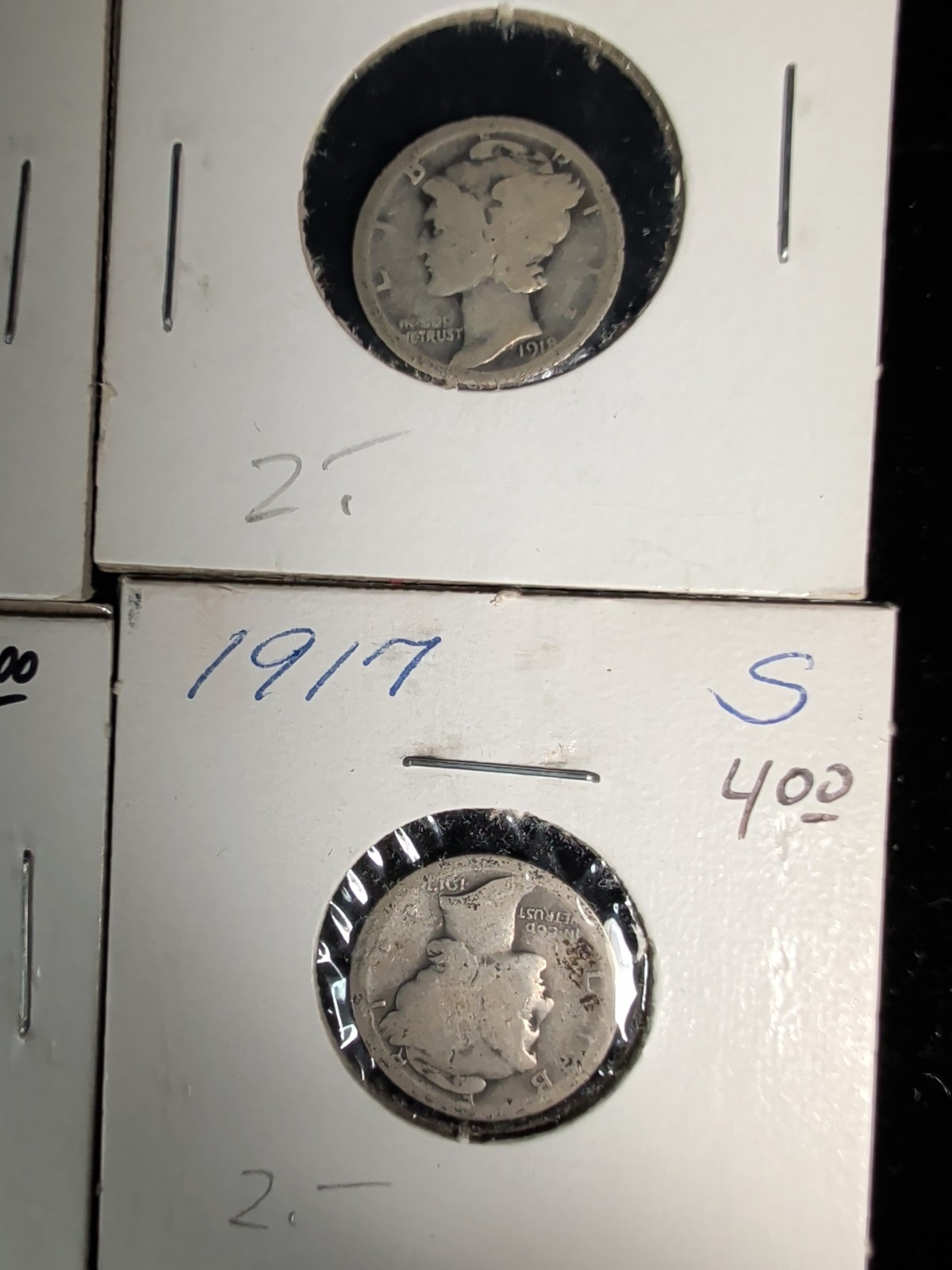 Lot Of 4 Circulated Early Mercury Dimes