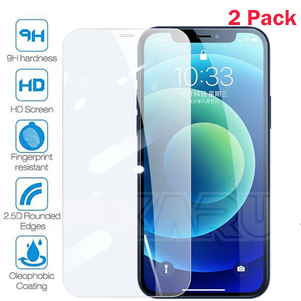 2X Tempered Glass Screen Protector For iPhone 15 14 14 12 11 Plus Pro Max Mini