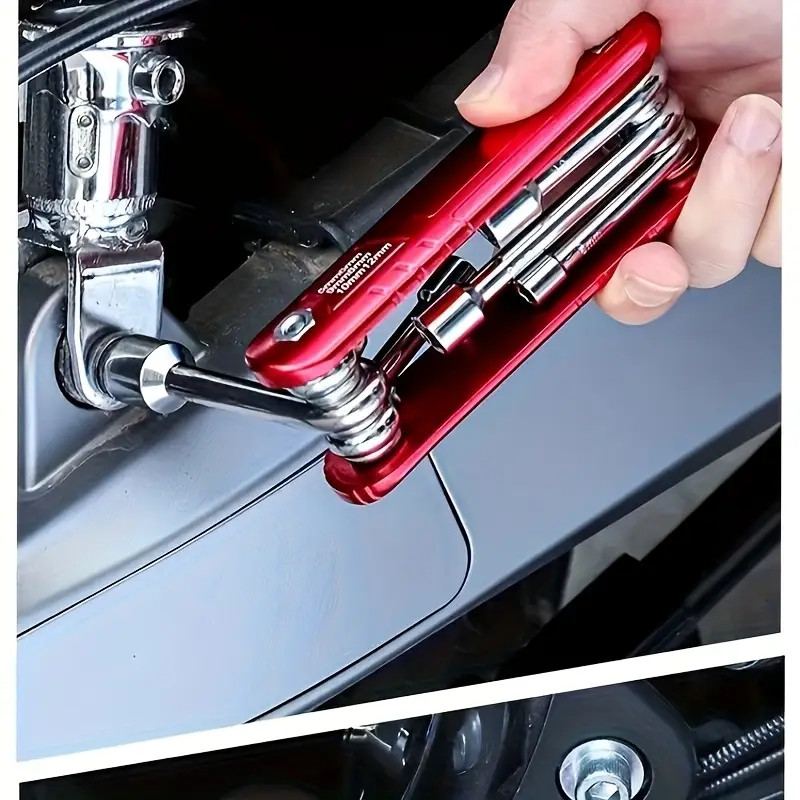 1PCS Multi - function 6 - in - 1 Folding Hex Nut Driver Socket Wrench Set