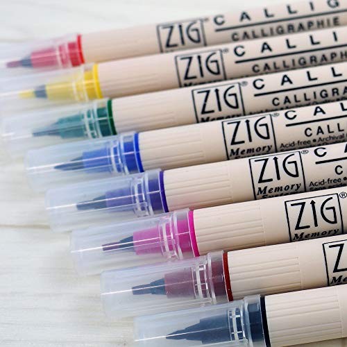 Zig Memory System Calligraphy Markers, Multicolor, 8-Pack 8 Count (Pack of 1)