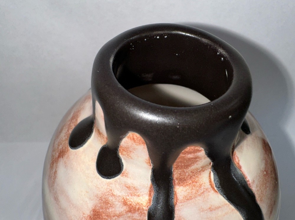 small drip glazed ceramic vase earth tones 4” sighed JEA