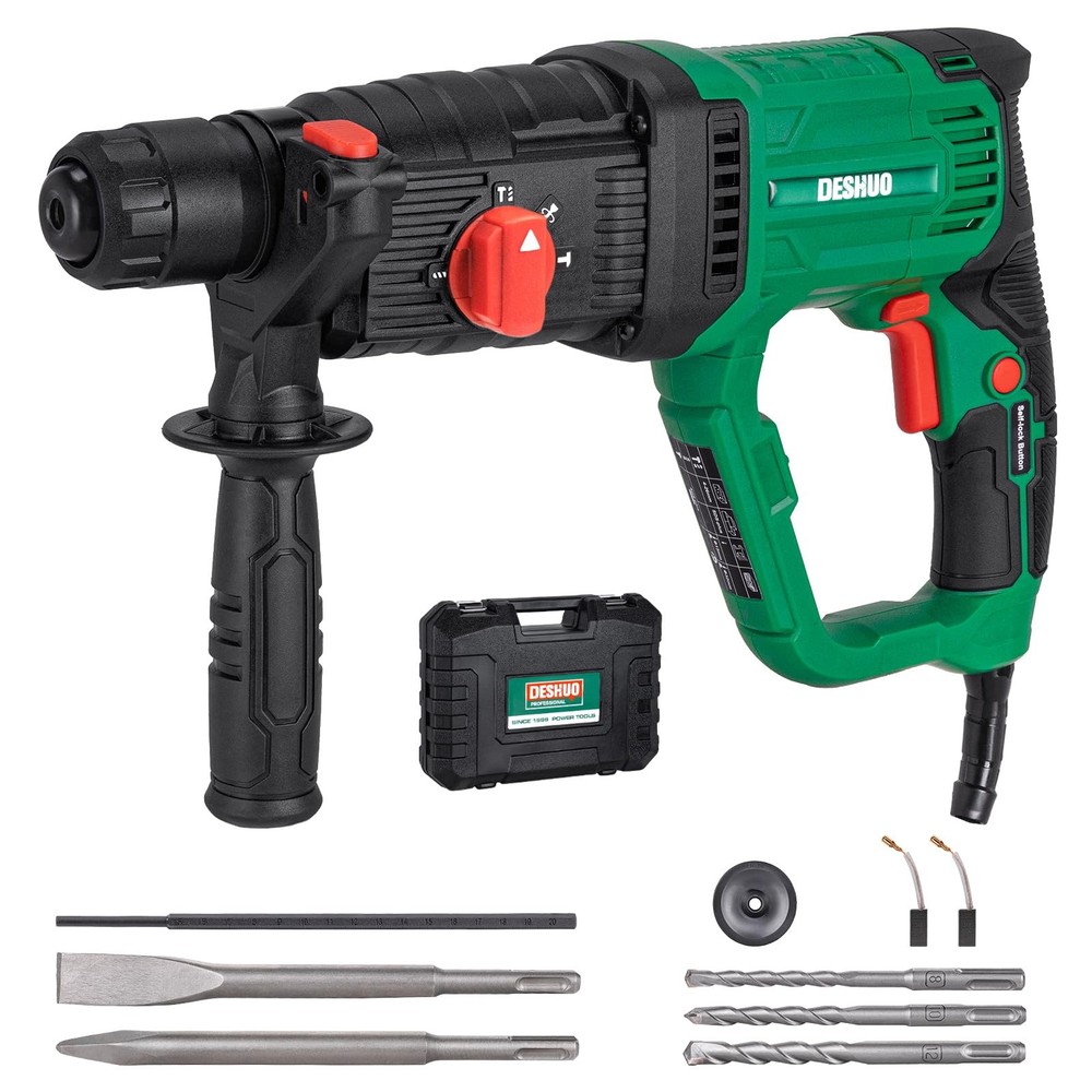1" SDS-Plus Lightweight Rotary Hammer Drill, 9 Amp 4 Functions Corded Variabl...