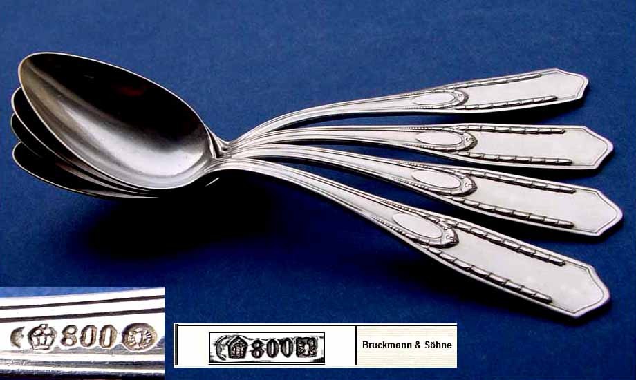 1. 3. Solid Teaspoon by Bruckmann, Empire Style, 800 Silver D419