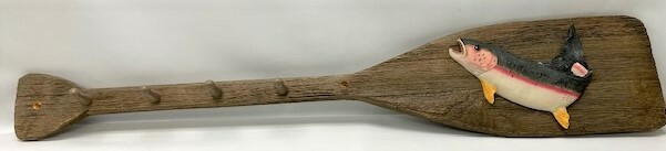 Wood Paddle Clothing Rack with Fish