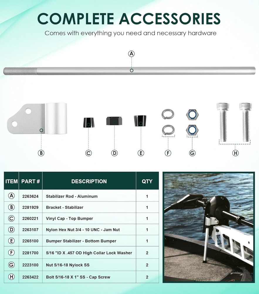 1862050 Stabilizer Kit for Ultrex, Fortrex & Riptide SF Bow Mount Trolling Motor