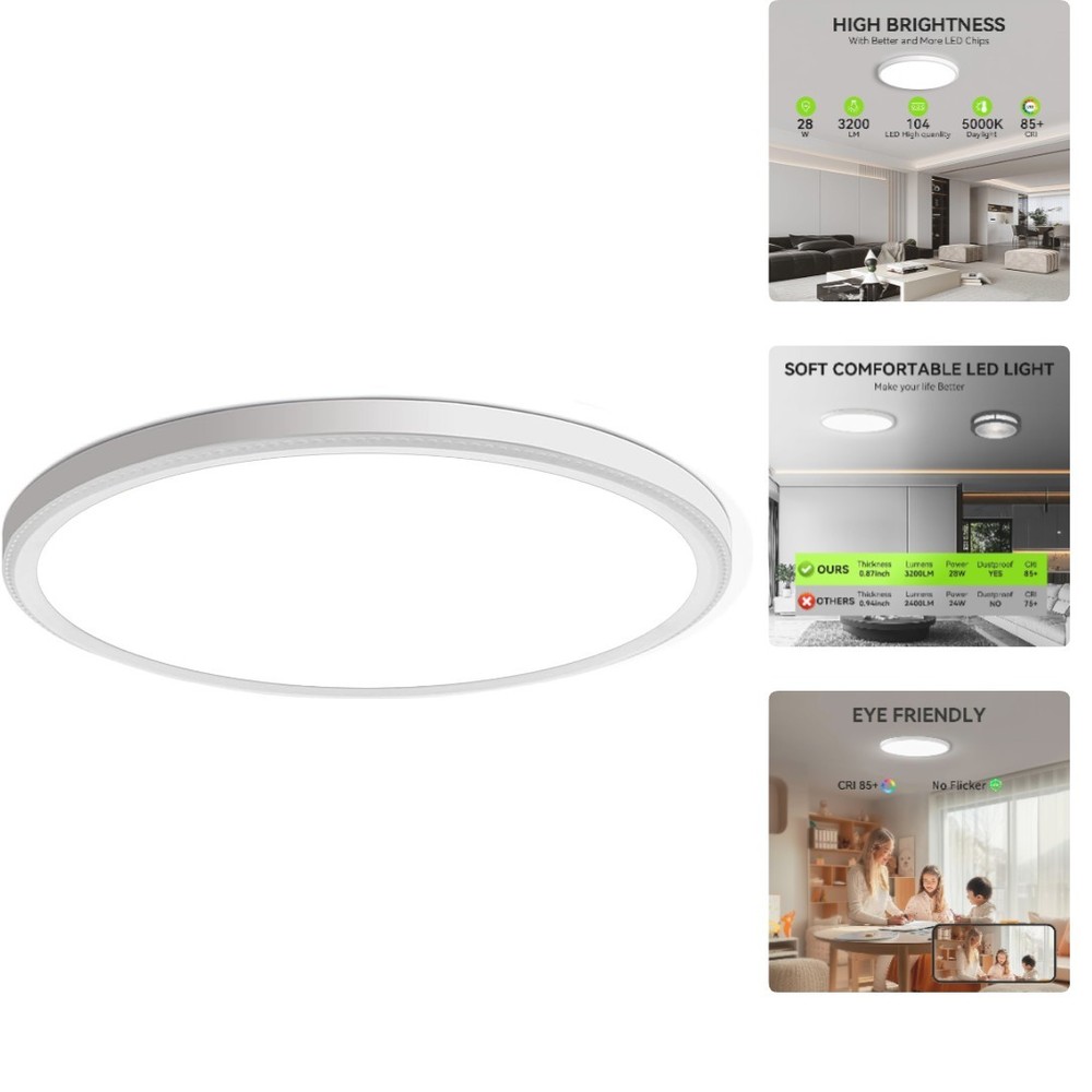 3100lm LED Flush Mount Ceiling Light, Super Slim 12 inch
