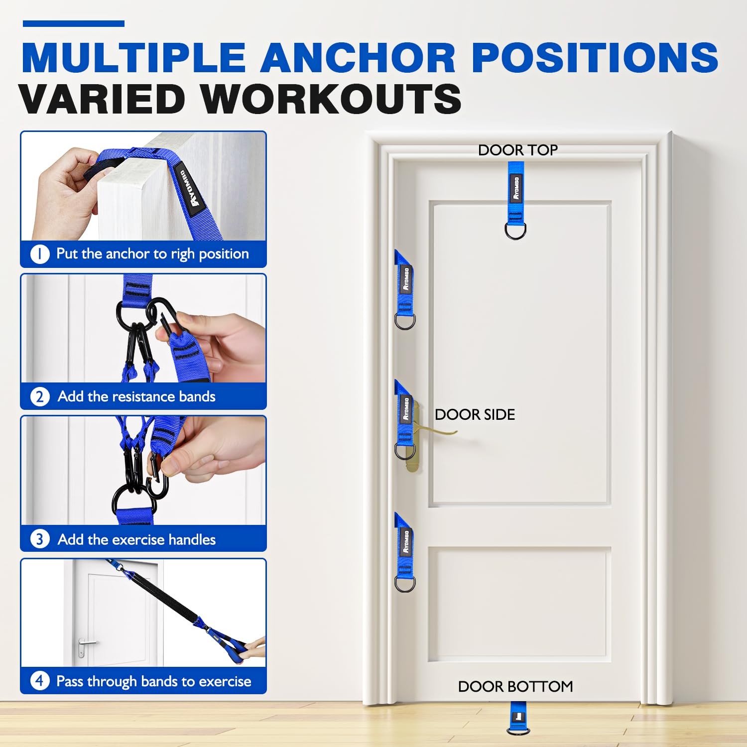Home Gym Workout Equipment, Heavy Resistance Bands with Handles, Door Anchor,...