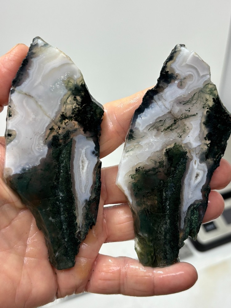 Semi-translucent Moss Agate Slabs Cabbing Lapidary Combo Ship Avail