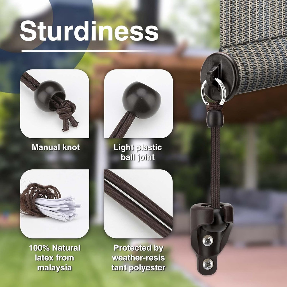 Universal Shade Bungee Tie Downs,Replacement Parts,Compatible with Coolaroo Exte