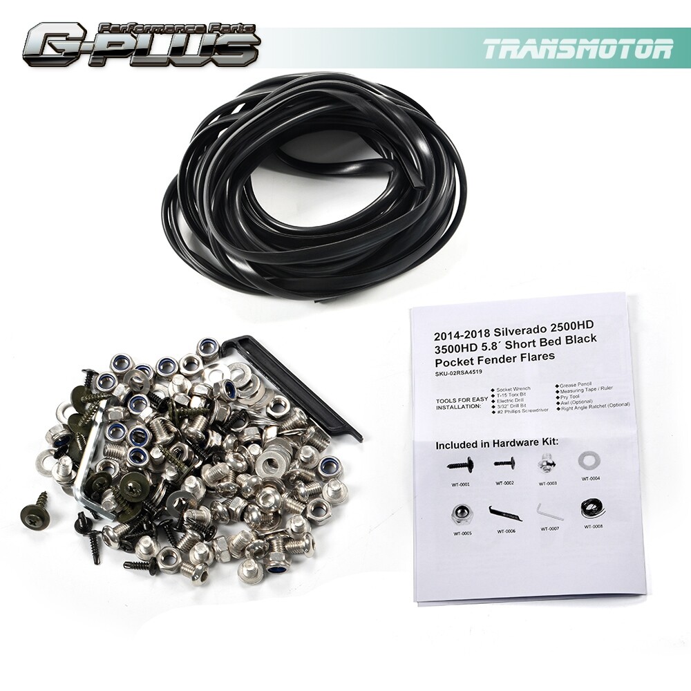 FIT FOR 14-18 SILVERADO 5.8' SHORT BED POCKET RIVET STYLE FENDER FLARES 4PC