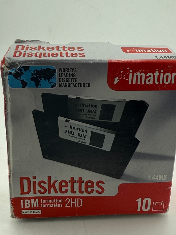10-Pack Imation Diskettes IBM Formatted 2HD 1.44 MB, New