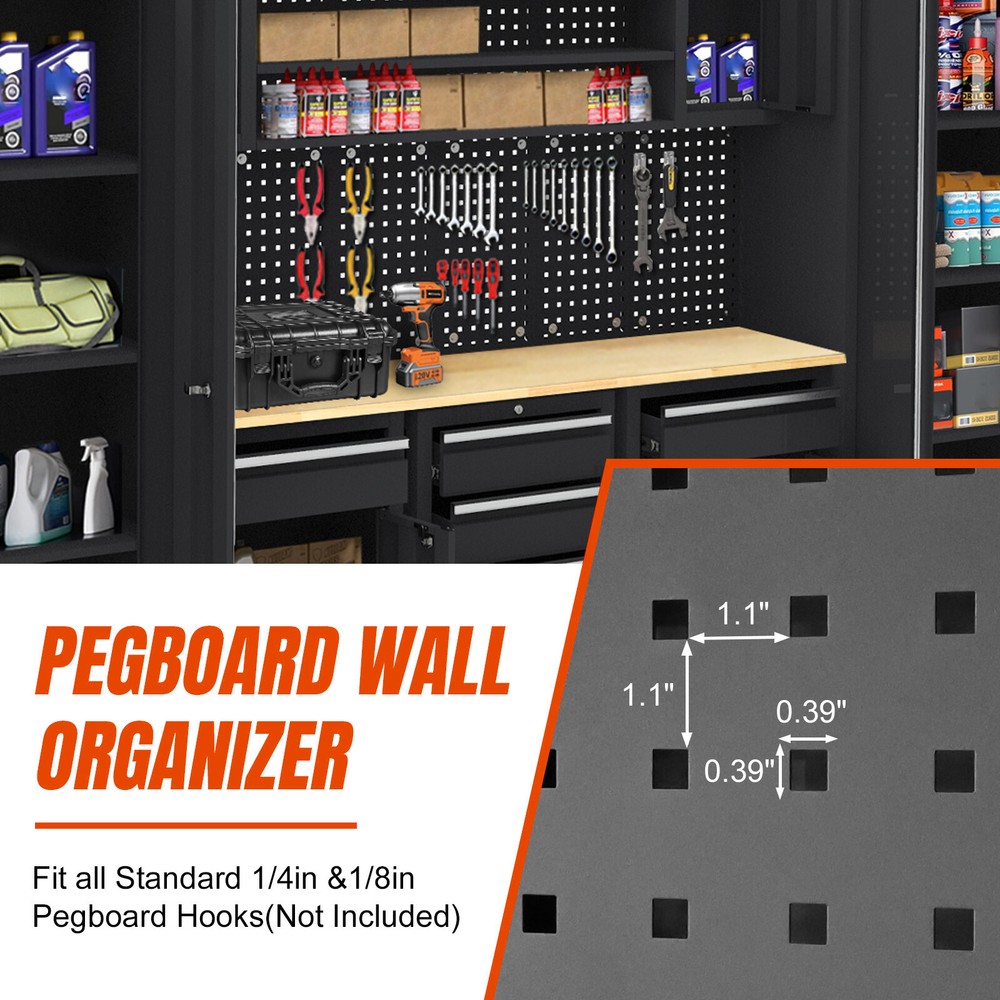 Garage Storage Cabinet System 9-Pcs Workshop Set for Garage Tool Organization