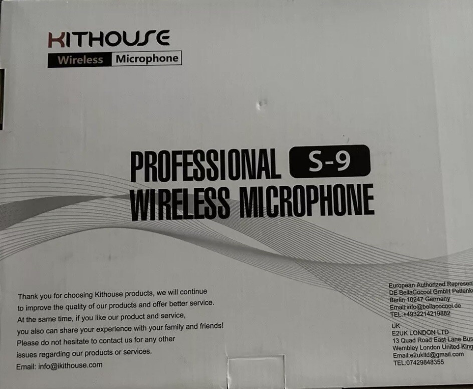 UHF Rechargeable Wireless Microphone System Cordless Dual w/ Bluetooth Receiver