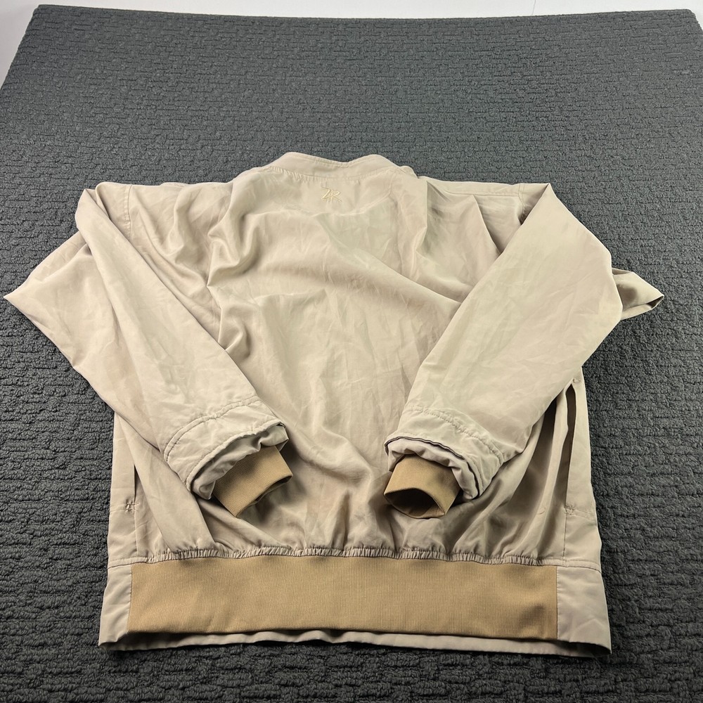 Zero Restriction Jacket Mens Large Beige Windbreaker Golf V-Neck Pullover