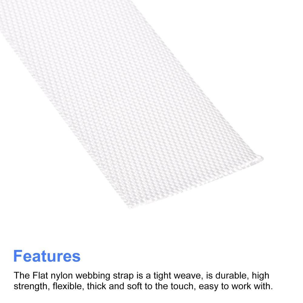 Flat Nylon Webbing Strap 1 Inch 4 Yards White for Backpack Luggage-rack