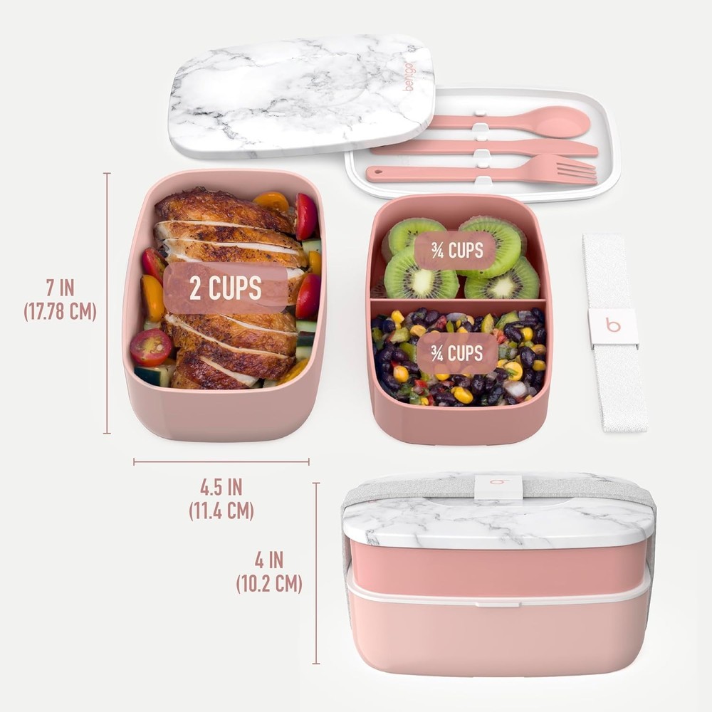 Portable Stackable Bento Lunch Box with Utensils - Ideal for Work & School