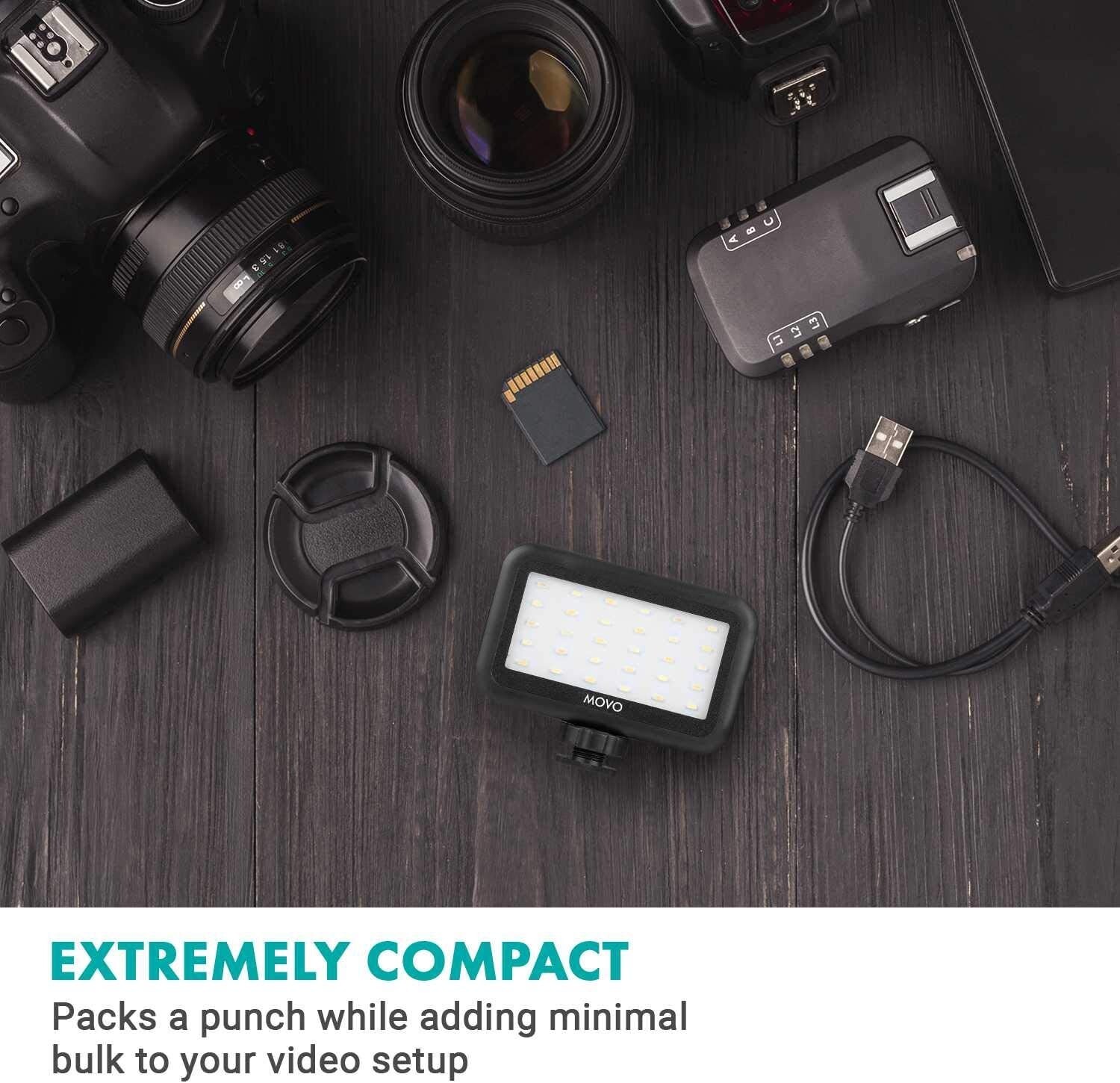 Movo LED-30 Rechargeable Mini LED Video Light Panel with Adjustable Brightness