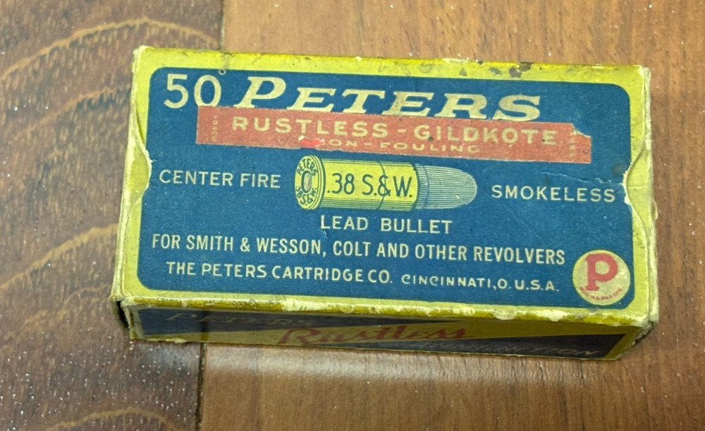 PETERS Rustless Gildkote .38 Smith & Wesson EMPTY Box Rare