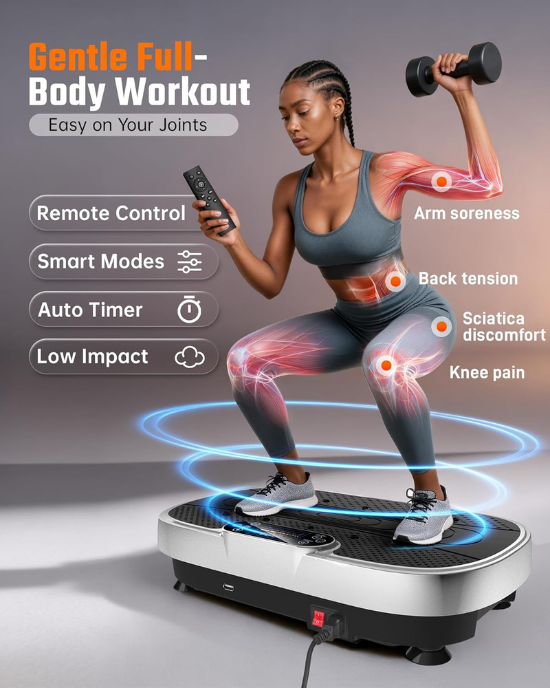 Vibration Plate Exercise Machine - 455 Lbs Full Body Vibrating Platform with Blu