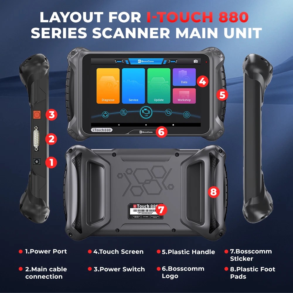 BOSSCOMM iTouch 880 OBD2 Scanner Full System Diagnostic Tool 8+HOT Reset Service