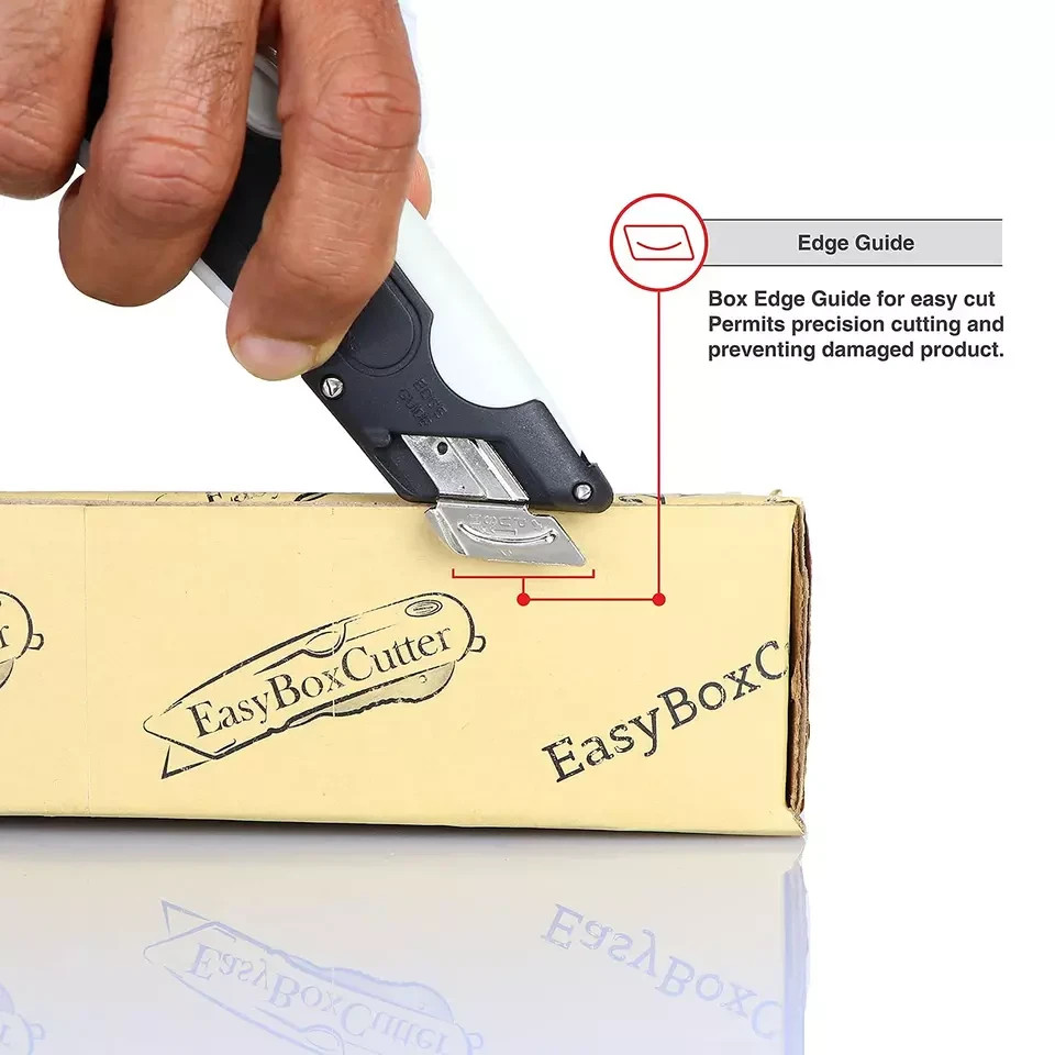 Easy Cut Genuine 1000 White Safety Box Cutter Knife, 3-Depth Blade & Holster