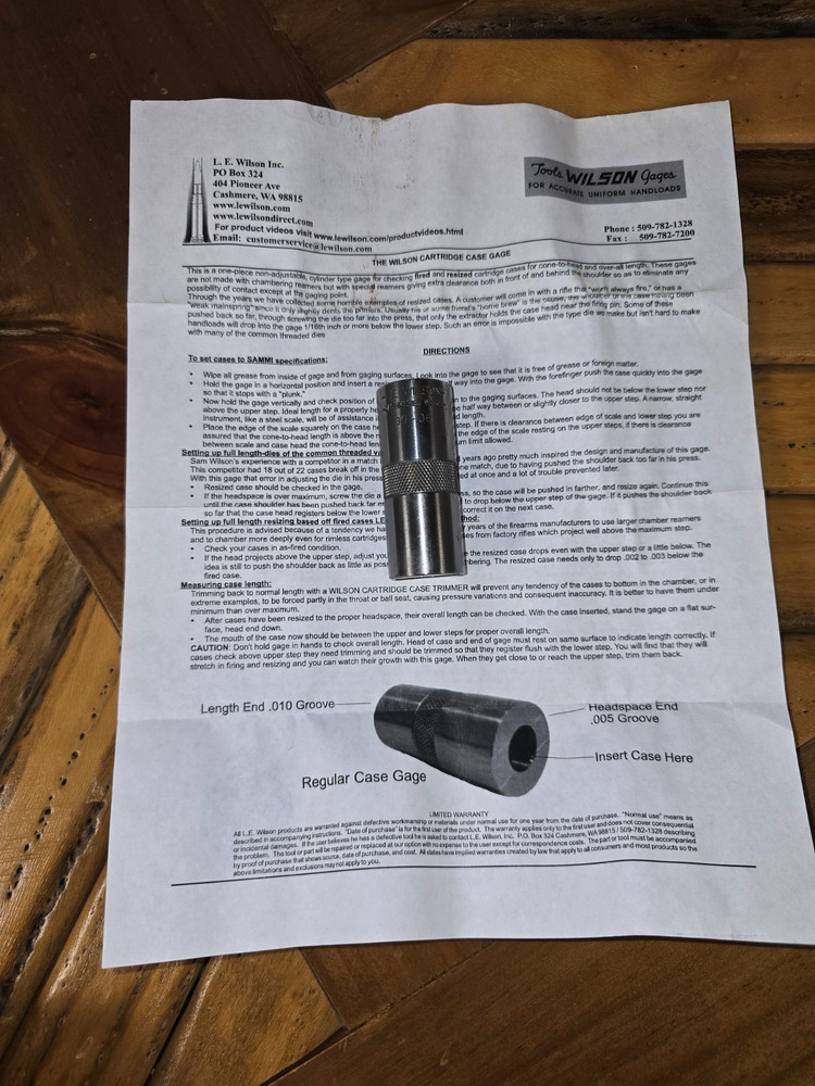 L.E. Wilson Case Holder .30-06 Springfield Reloading Tool for Brass Case Trimmin
