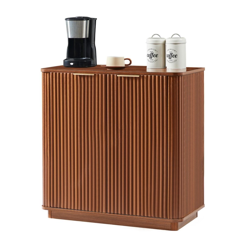 Multi-Functional Buffet Cabinet with Premium Wave Design, Adjustable Shelf &