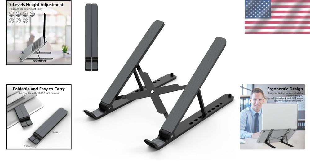 Foldable Laptop Riser with Ventilation for Home & Office - 10-15.6” Laptops