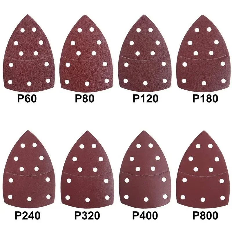 10pc Mouse Detail Sander Sandpaper 11 Holes Triangular Sanding Paper for Multi