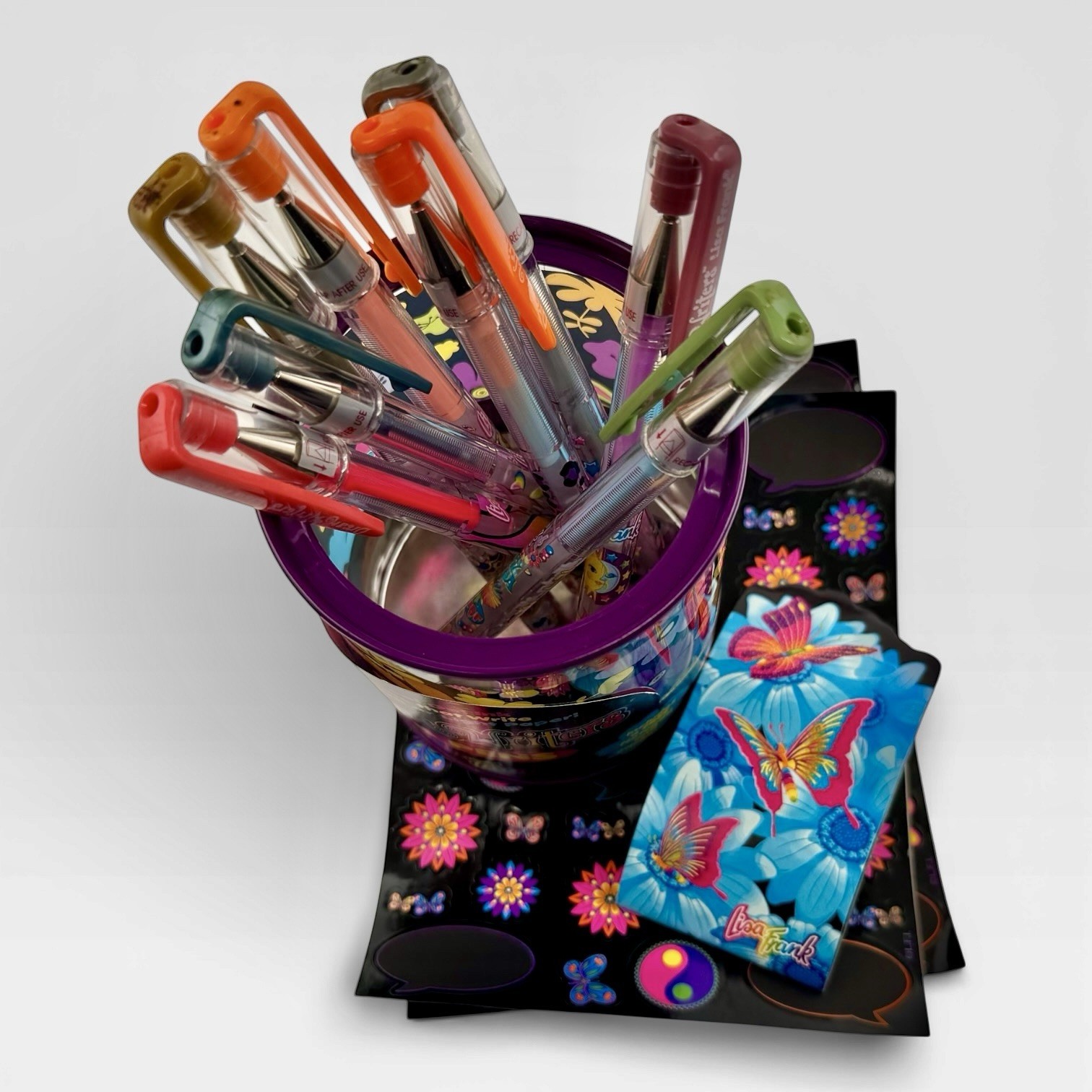 LISA FRANK DREAM WRITERS Vintage LOT Dried Up GEL PENS Stickers Notepad Holder
