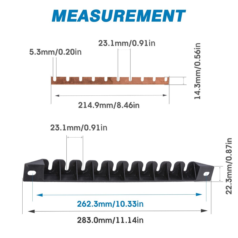GLOSO E5BB Nylon Bracket / Copper Busbar for Stud Type breakers - (4 - 13 Gangs)