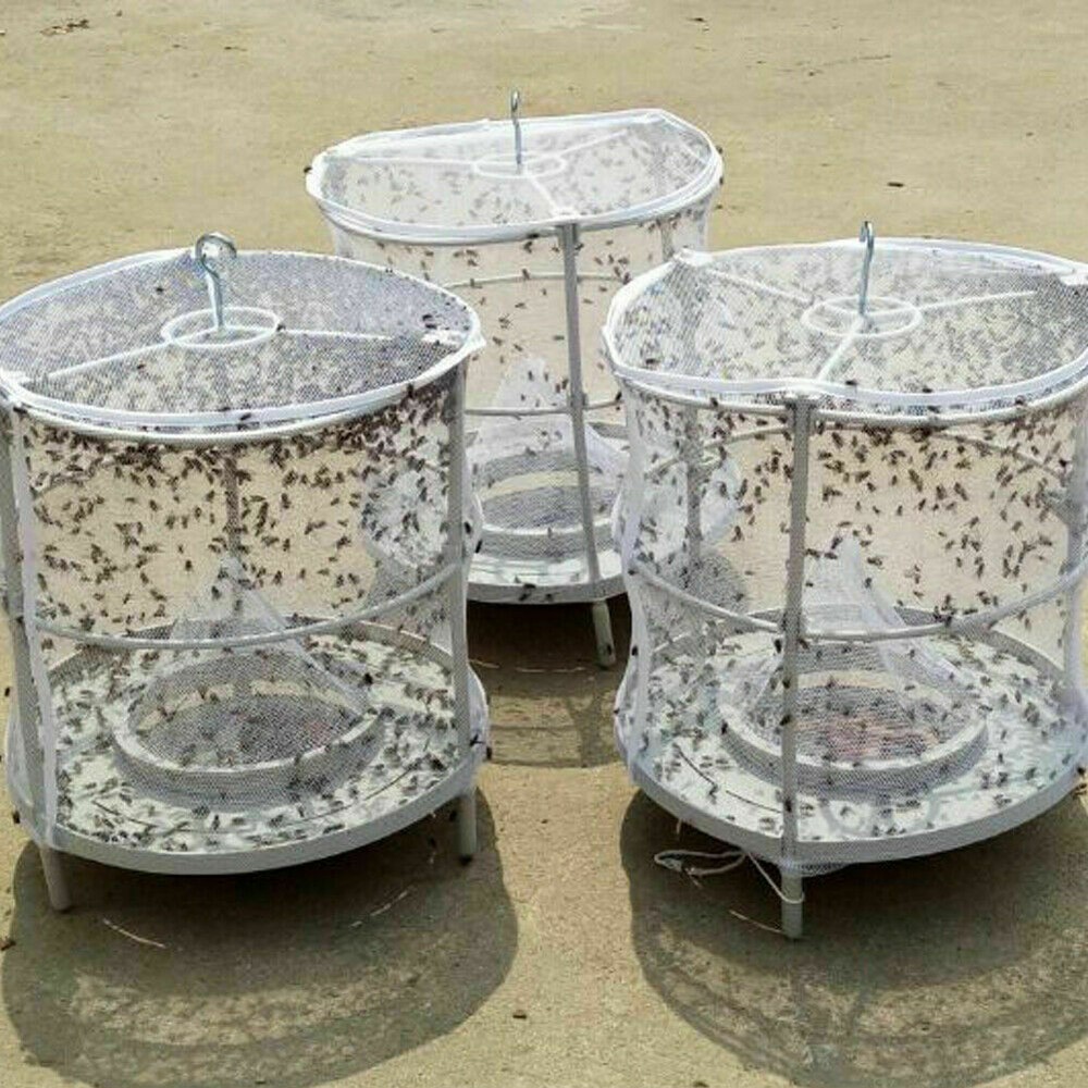 Trap Ranch Fly Cage Reusable Fly Catcher Killer Net Pest Bug Insert Auto Catch