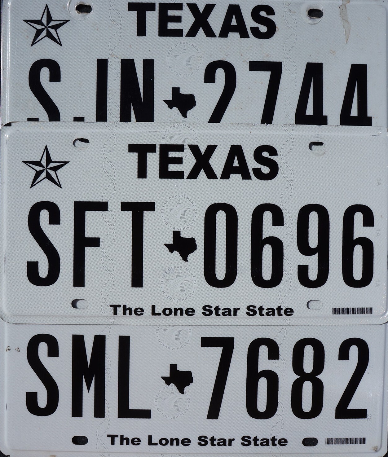 TEXAS LICENSE PLATES - The Lone Star State White License Plate Tags Random #