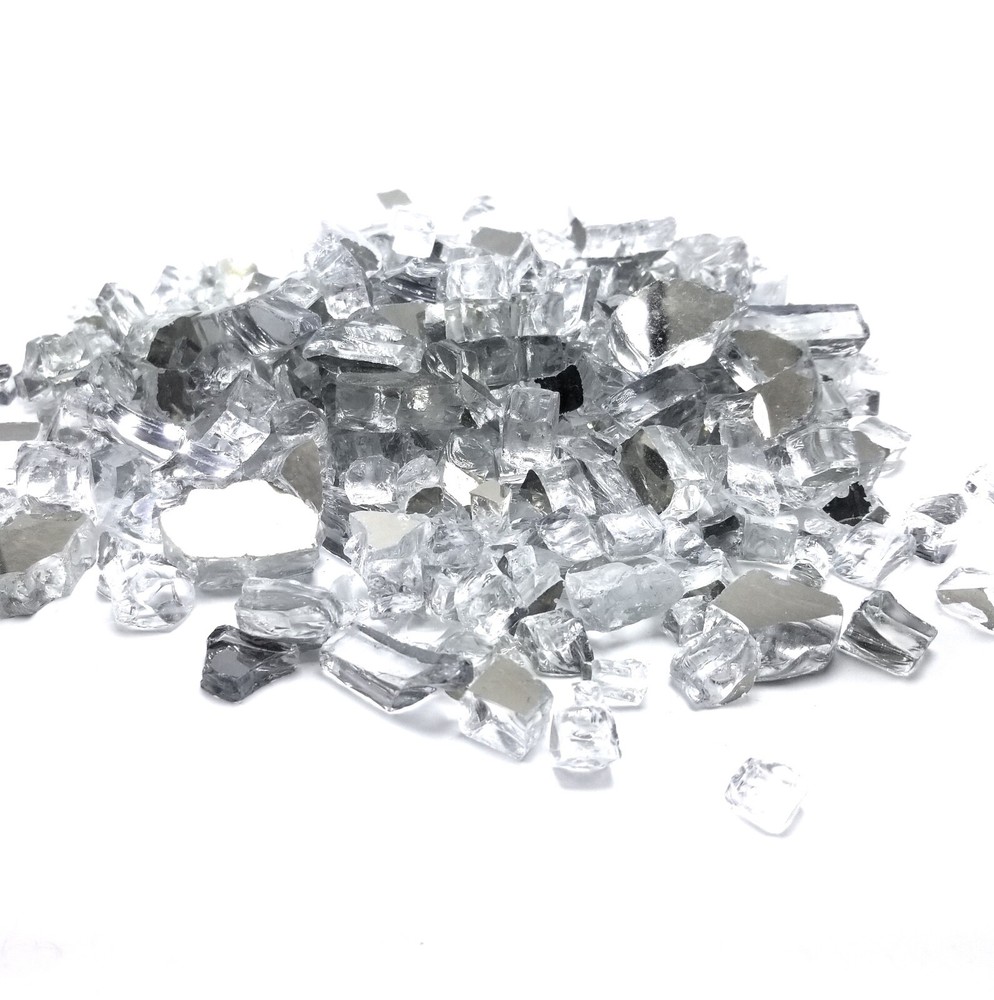 Clear Reflective 1/2" Premium Silver Reflective Fire Glass Fireplace & Fire Pit