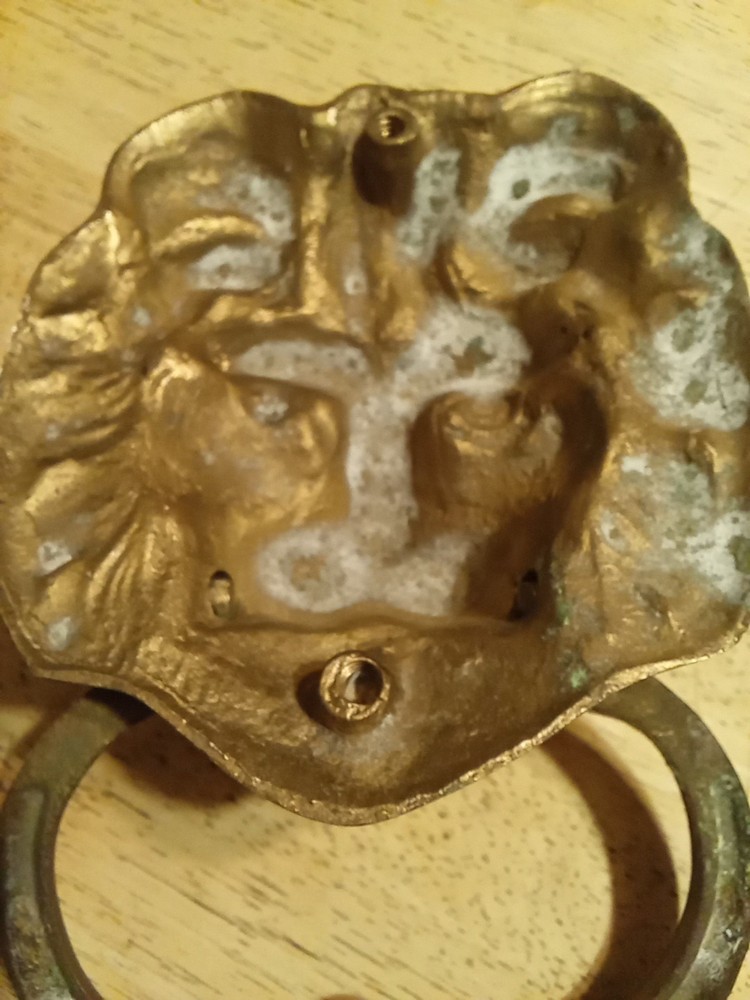 Vintage Large Brass Lions Head Door Knocker Nice!
