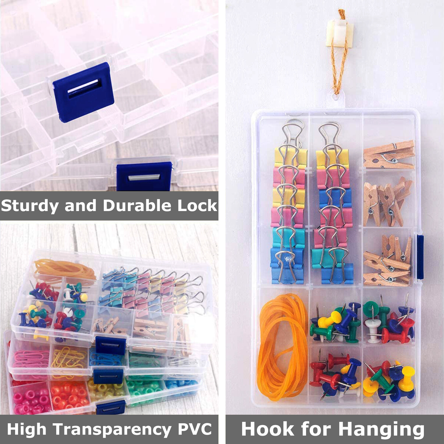 6 Pack Clear Jewelry Box Plastic Bead Storage Craft Container Earrings Organizer