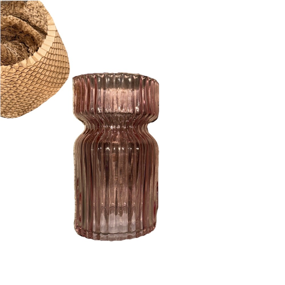 Anko Small Pink Ribbed Vase (Box Missing Lid)