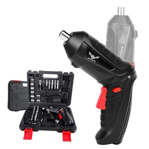 Power Screwdriver Cordless,  Screwdriver Bits Set Rechargeable, 47PCS Black