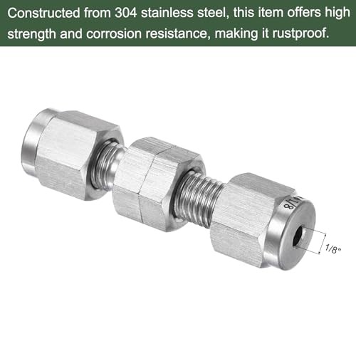 Compression Tubes Fitting, Bulkhead Union Coupling Adapter 304 Stainless