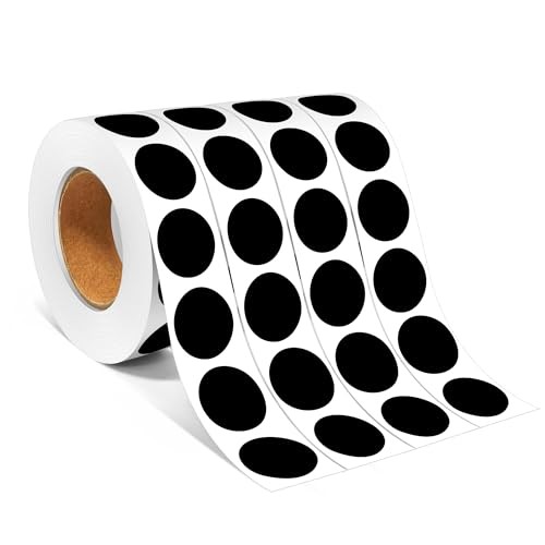 3/4" Colored Dot Stickers Round Labels, 4 Rolls 3/4" 4 Rolls-4000PCS Black