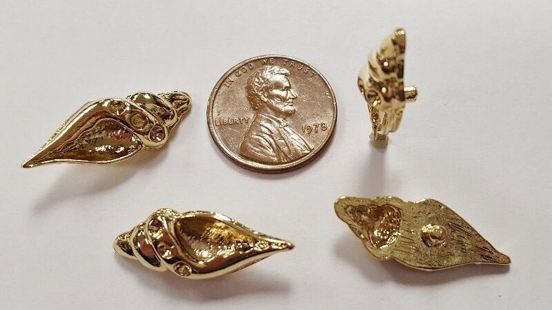 1 Retro Gold Shell 24x10mm. Unset Rhinestone Setting Post Finding   E311