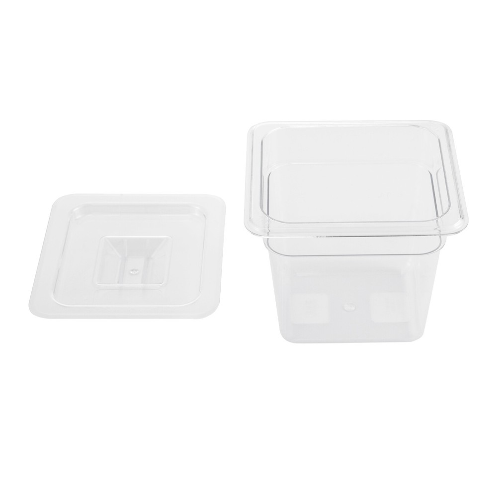 8 PACK 1/6 Size Clear PC Steam Prep Table Food Prep Pans 4" Deep Space Saving
