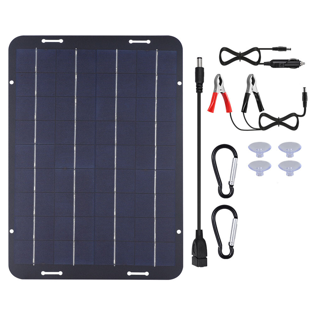 60W Solar Panel 12V Trickle Charger Battery Charger Kit Maintainer Boat Car RV