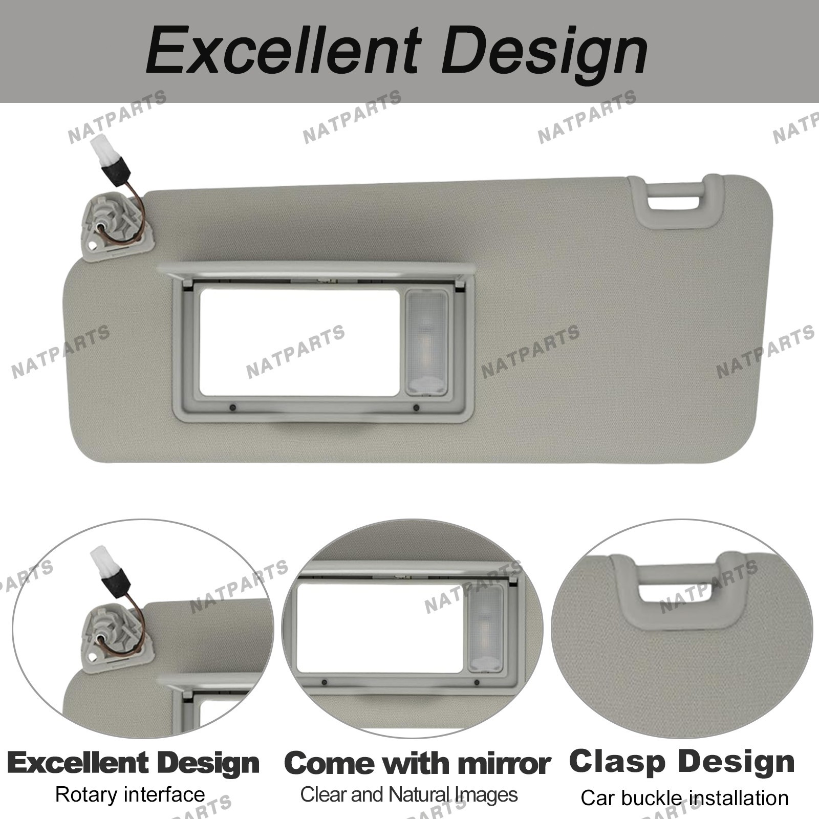 Left Driver Side Sun Visor w/ Light for Nissan Titan 2016-2024 96401-EZ70B