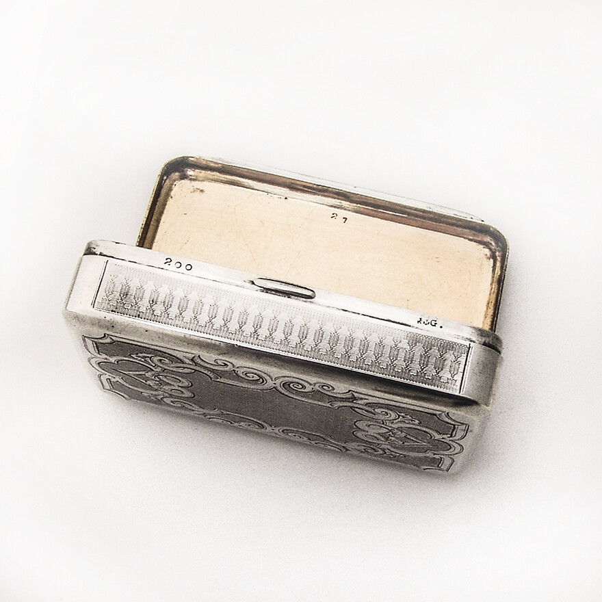 Snuff Box Engine Turn Decorations Coin Silver Gorham Silversmiths 1870