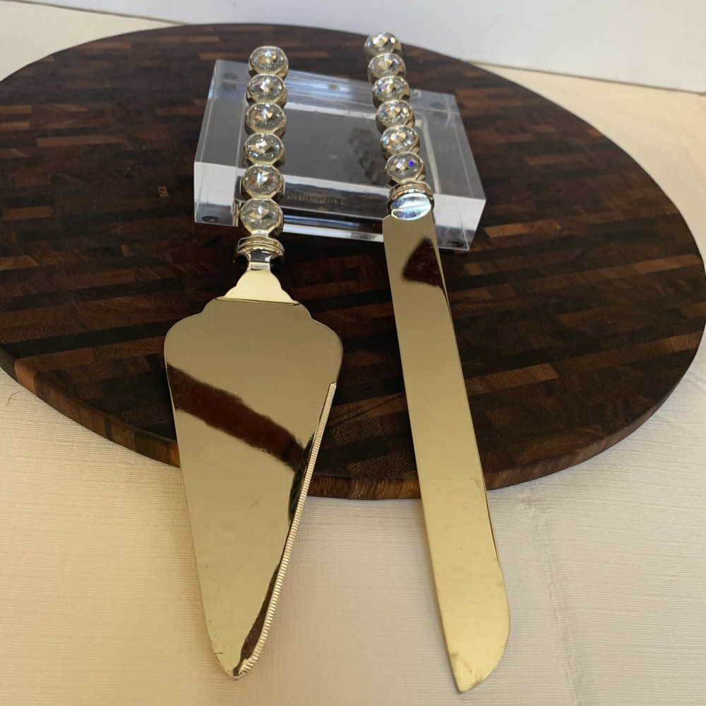 Beautiful  Rhinestone  Handle Wedding Cake Serving Set