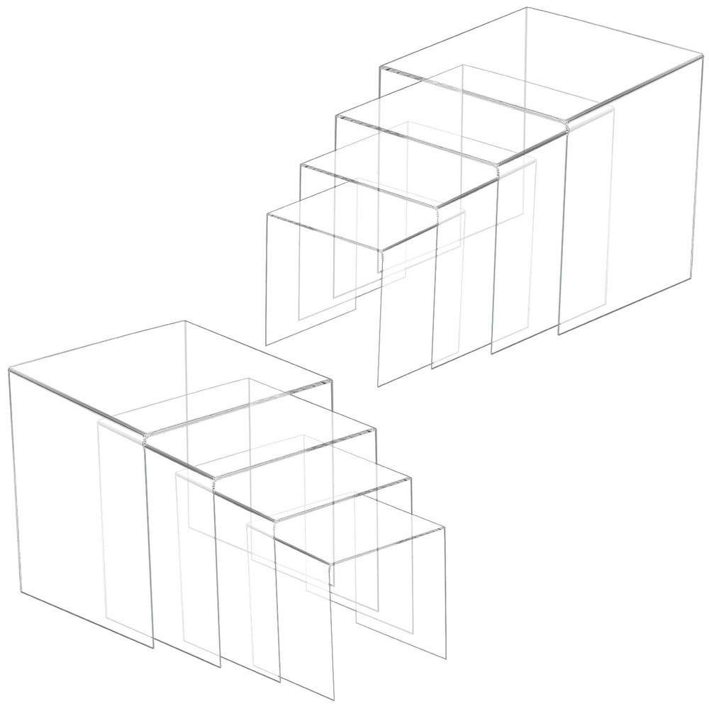 8 Pcs Square Acrylic Display Risers, 2 Sets 4 Sizes Tall Acrylic Risers Displ...